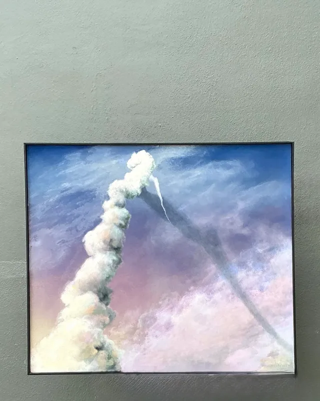 Vintage 1988 Challenger Smoke Plume Original Oil On Canvas — additional photo 6