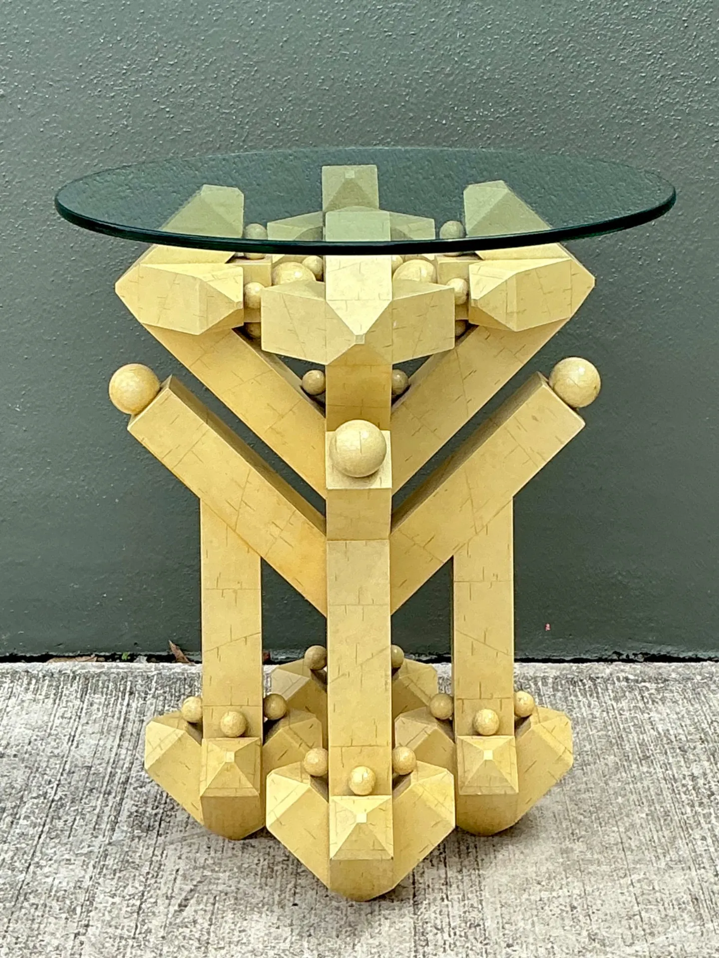 Vintage Postmodern Abstract Wood and Glass Table — additional photo 2