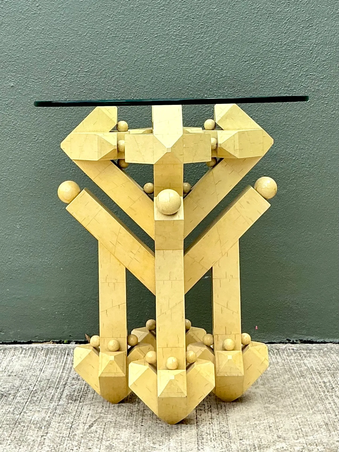 Vintage Postmodern Abstract Wood and Glass Table — additional photo 8