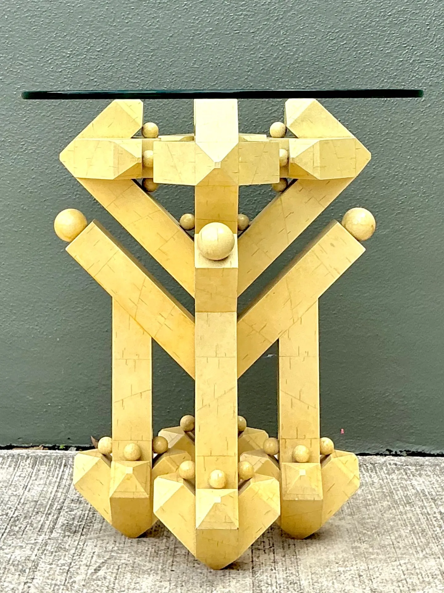 Vintage Postmodern Abstract Wood and Glass Table — additional photo 7