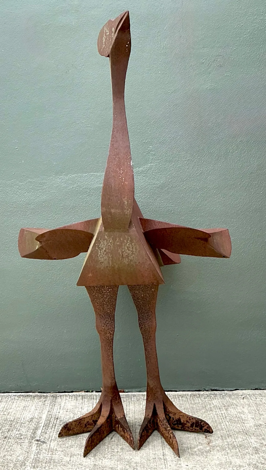 Vintage Monumental Patinated  Metal Ostrich Sculpture — additional photo 8