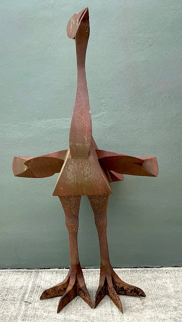 Vintage Monumental Patinated Metal Ostrich Sculpture — additional photo 8