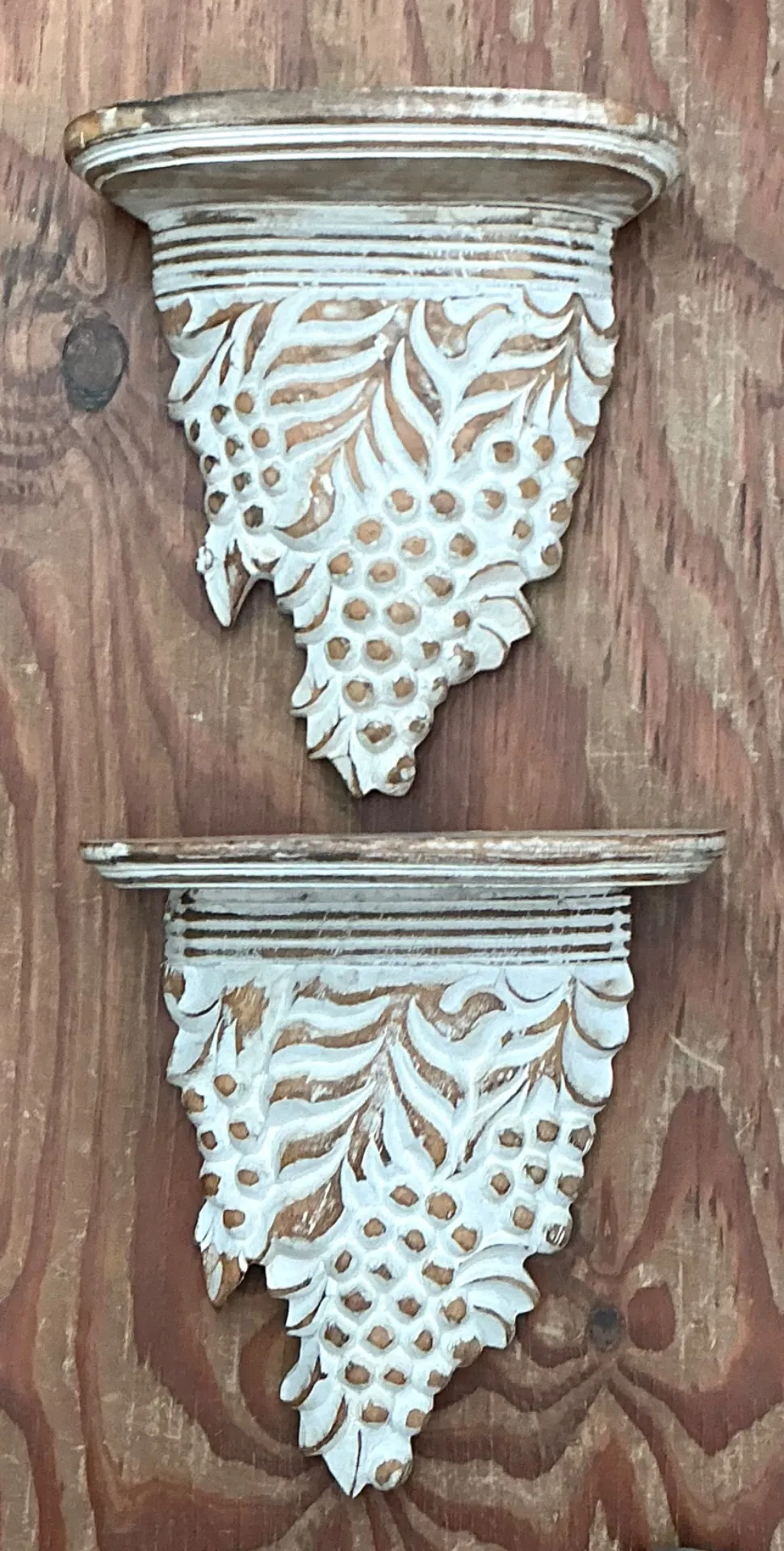 Vintage Carved Wood Grape Wall Brackets - Pair — additional photo 7