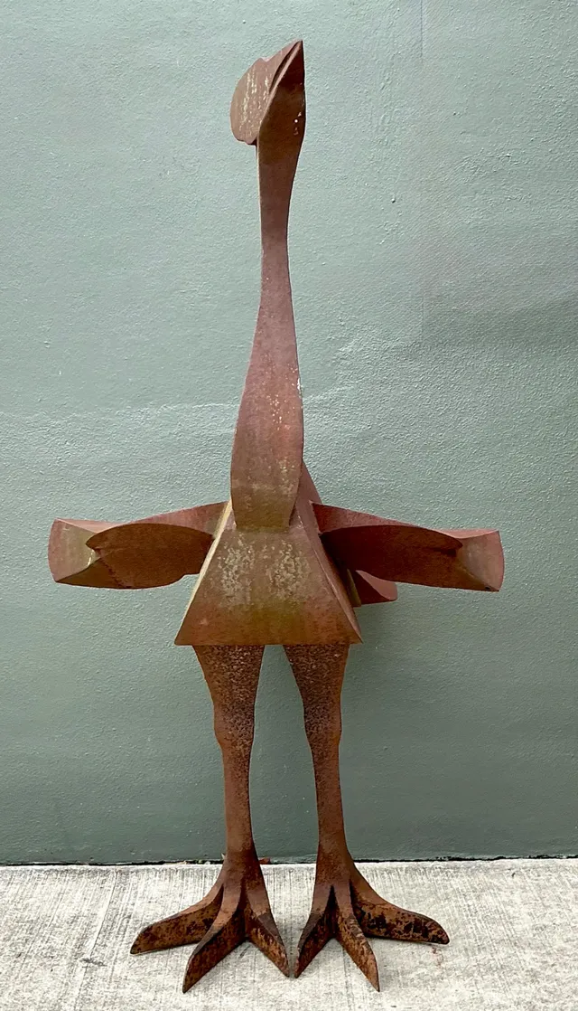 Vintage Monumental Patinated Metal Ostrich Sculpture — additional photo 3