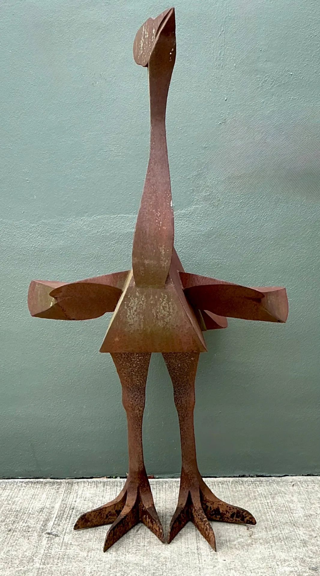 Vintage Monumental Patinated  Metal Ostrich Sculpture — additional photo 1