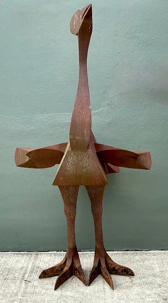 Vintage Monumental Patinated Metal Ostrich Sculpture — additional photo 1