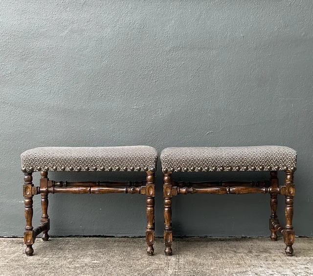 Vintage Lewis Mittman Nailhead Low Stools - A Pair — additional photo 8