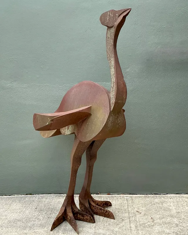 Vintage Monumental Patinated Metal Ostrich Sculpture — additional photo 6