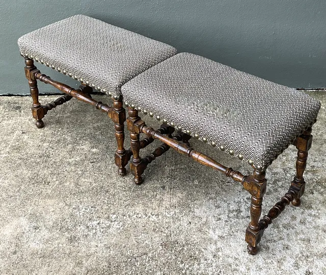 Vintage Lewis Mittman Nailhead Low Stools - A Pair — additional photo 3