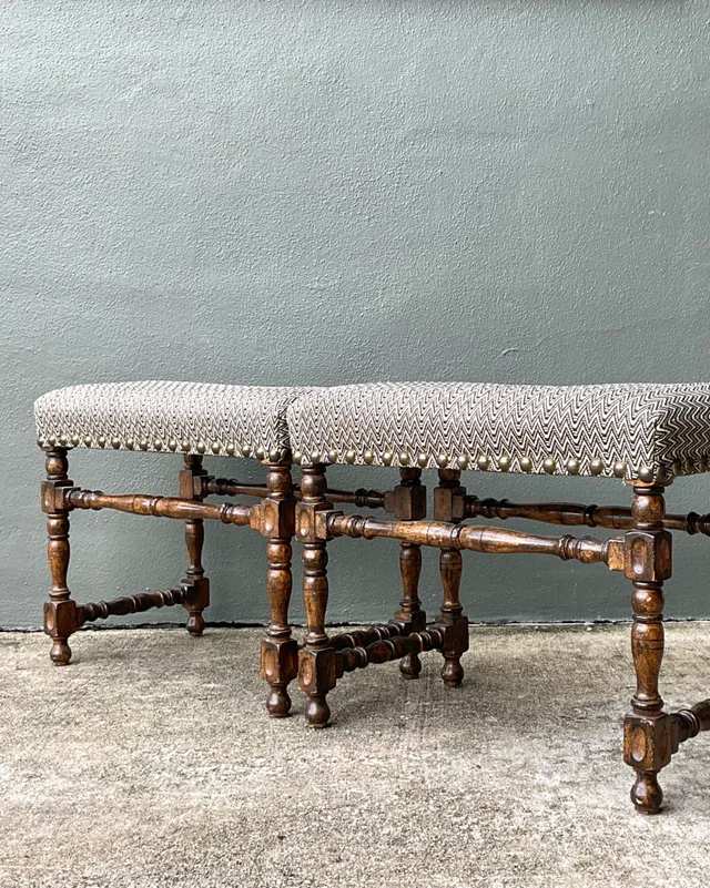 Vintage Lewis Mittman Nailhead Low Stools - A Pair — additional photo 7