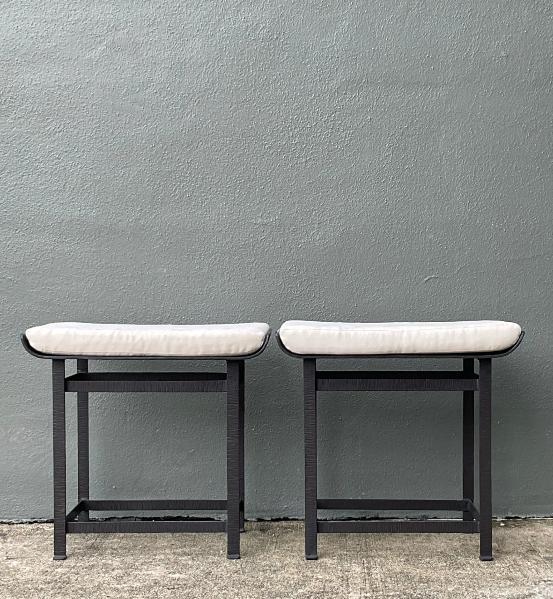 Vintage Lewis Mittman Nailhead Low Stools - A Pair — additional photo 4