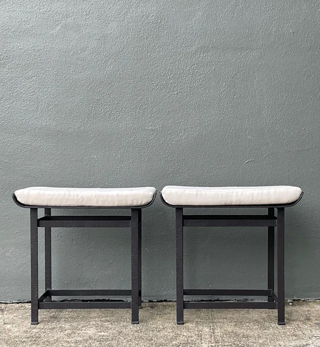 Vintage Lewis Mittman Nailhead Low Stools - A Pair — additional photo 4