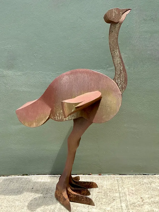 Vintage Monumental Patinated Metal Ostrich Sculpture — additional photo 4