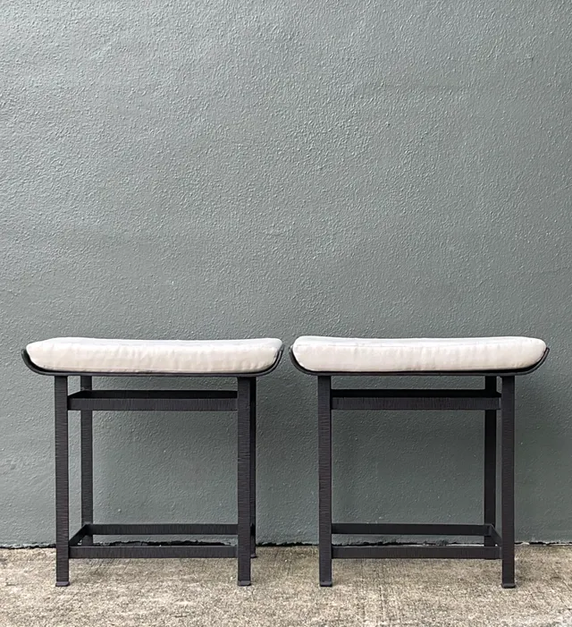 Vintage Lewis Mittman Nailhead Low Stools - A Pair — additional photo 6