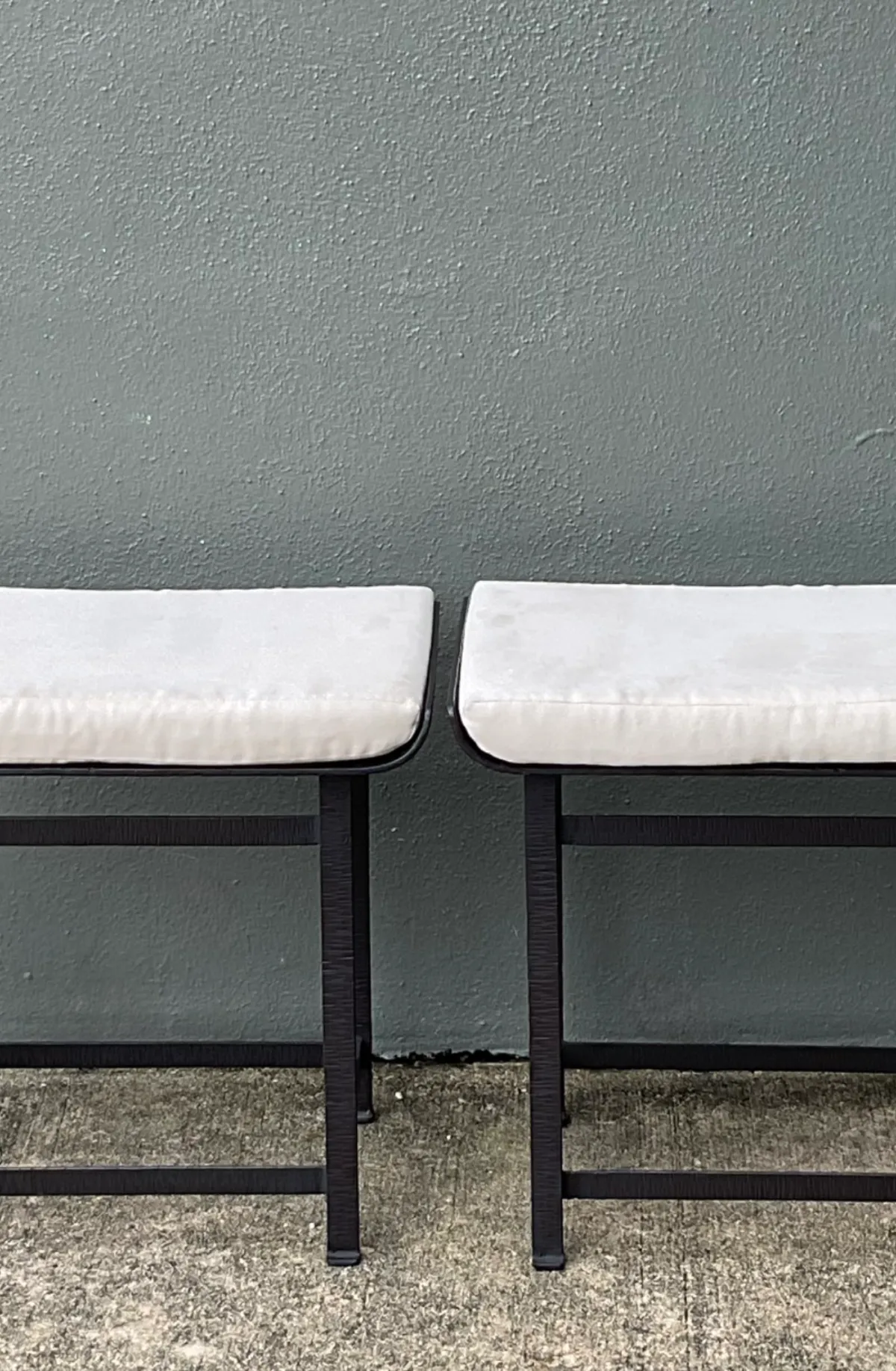 Vintage Modernist Metal Frame Stools - A Pair — additional photo 7