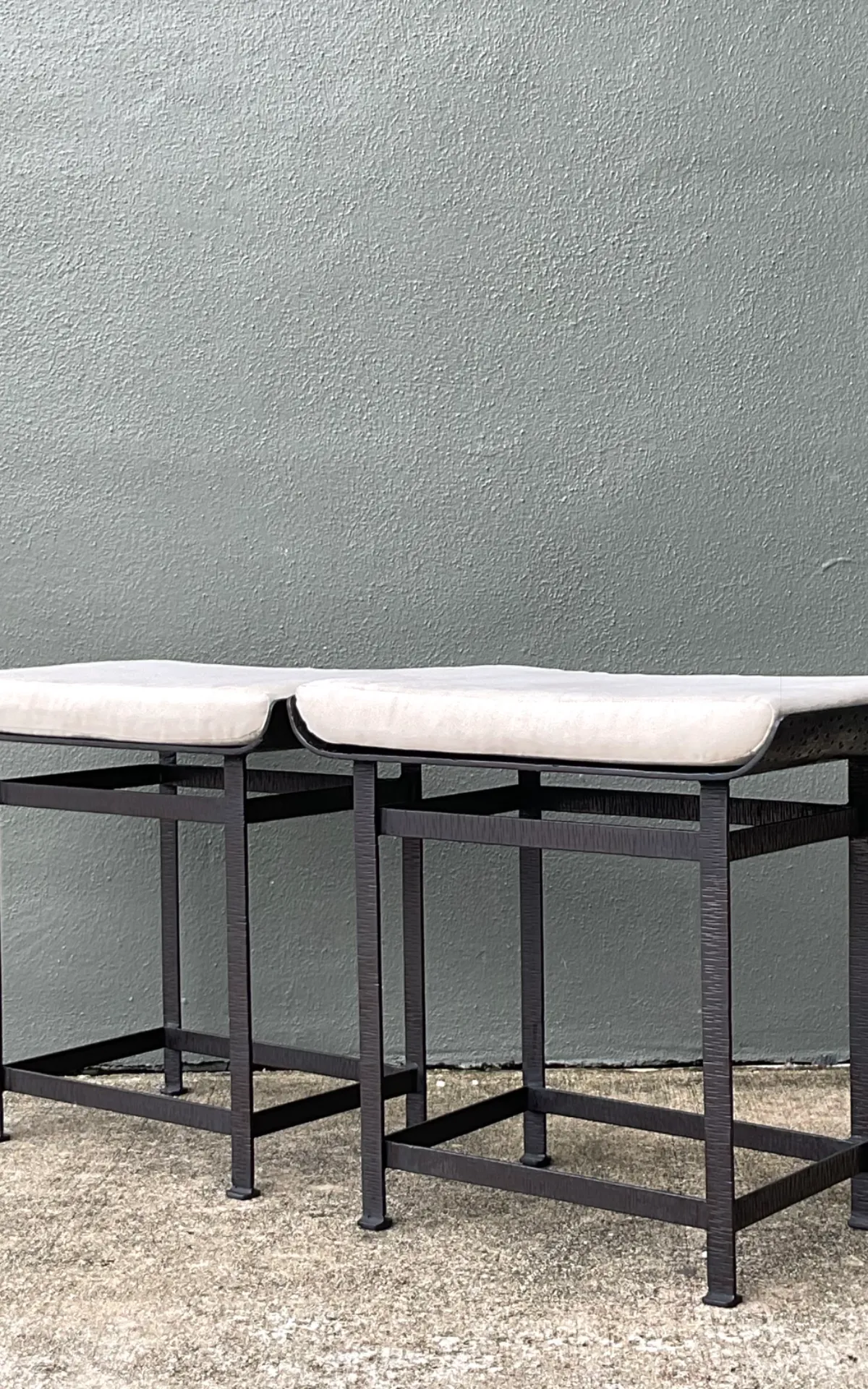 Vintage Modernist Metal Frame Stools - A Pair — additional photo 8