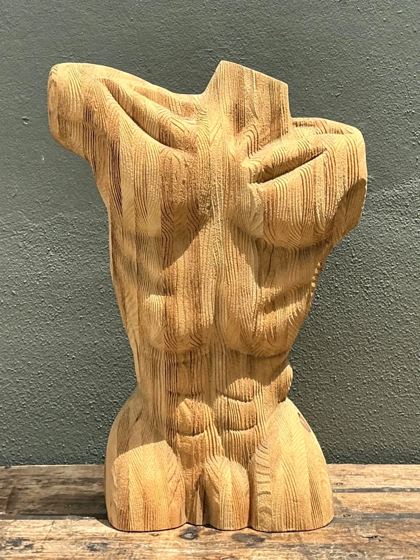 Vintage Abstract Carved Wood Torso — additional photo 1