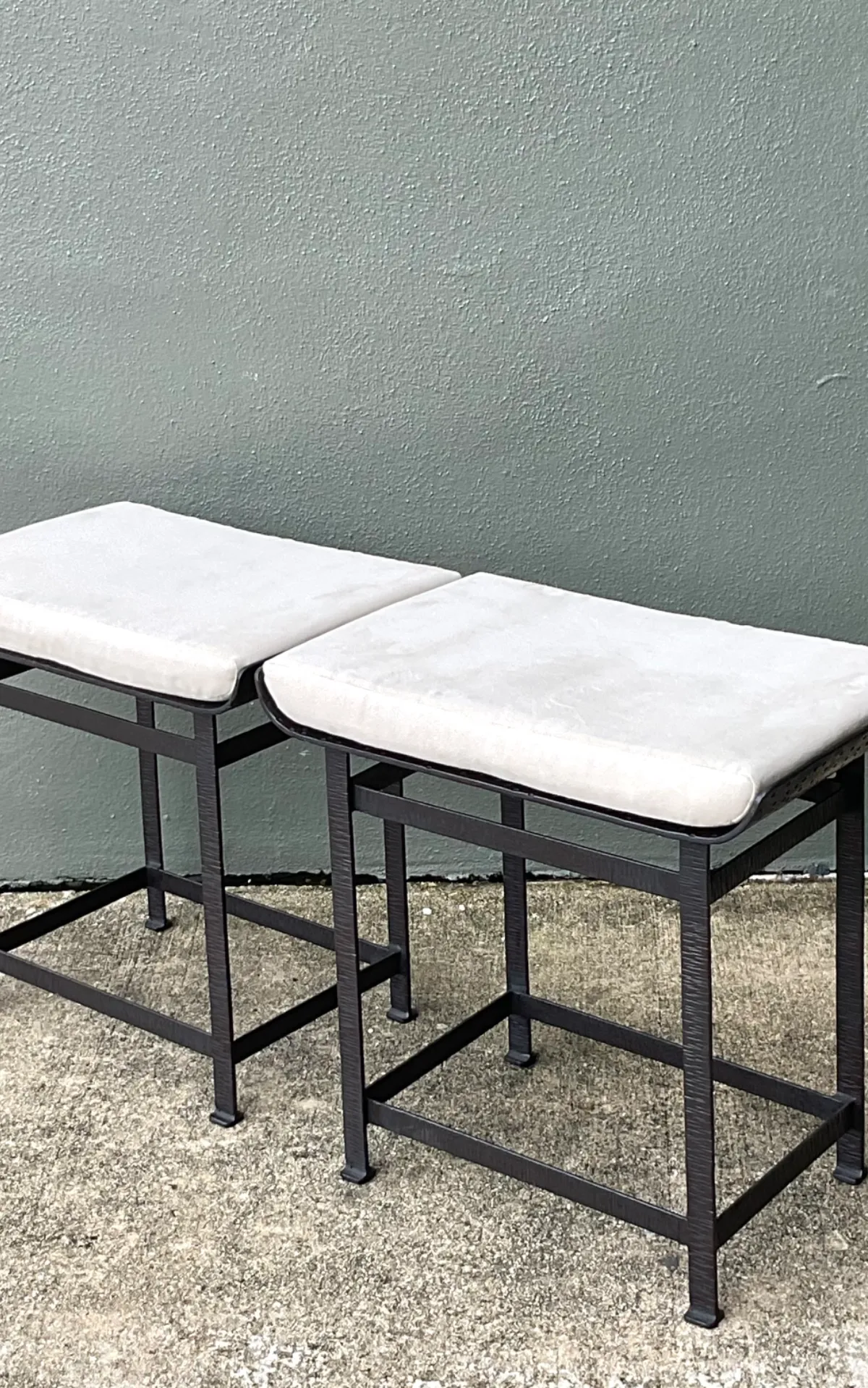 Vintage Modernist Metal Frame Stools - A Pair — additional photo 2