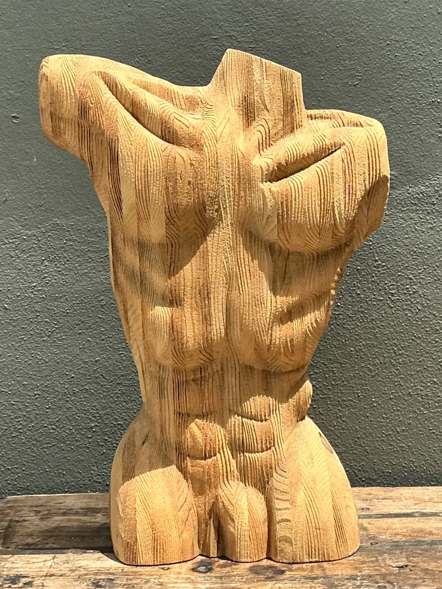 Vintage Abstract Carved Wood Torso — additional photo 6