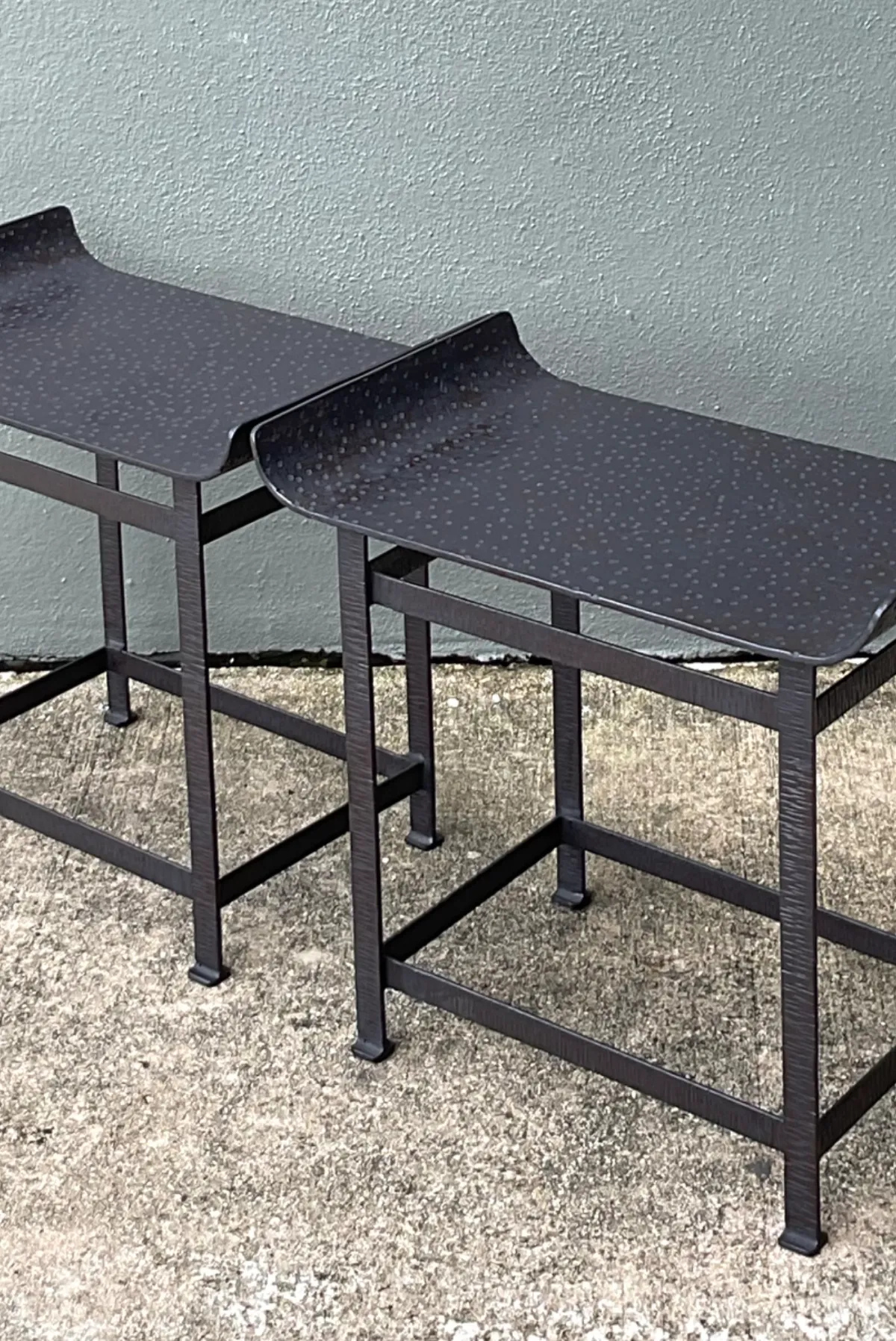 Vintage Modernist Metal Frame Stools - A Pair — additional photo 4