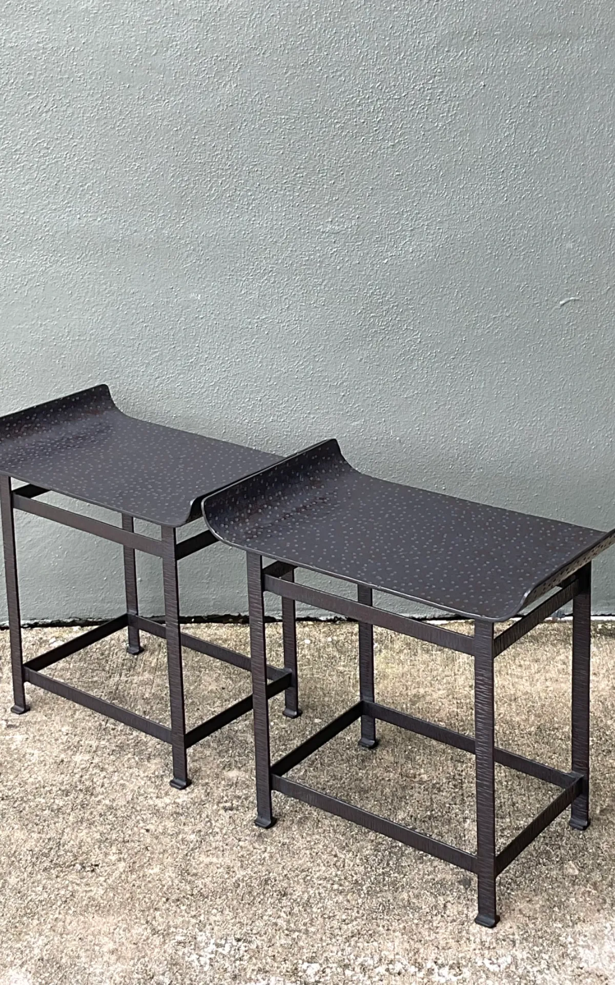 Vintage Modernist Metal Frame Stools - A Pair — additional photo 6