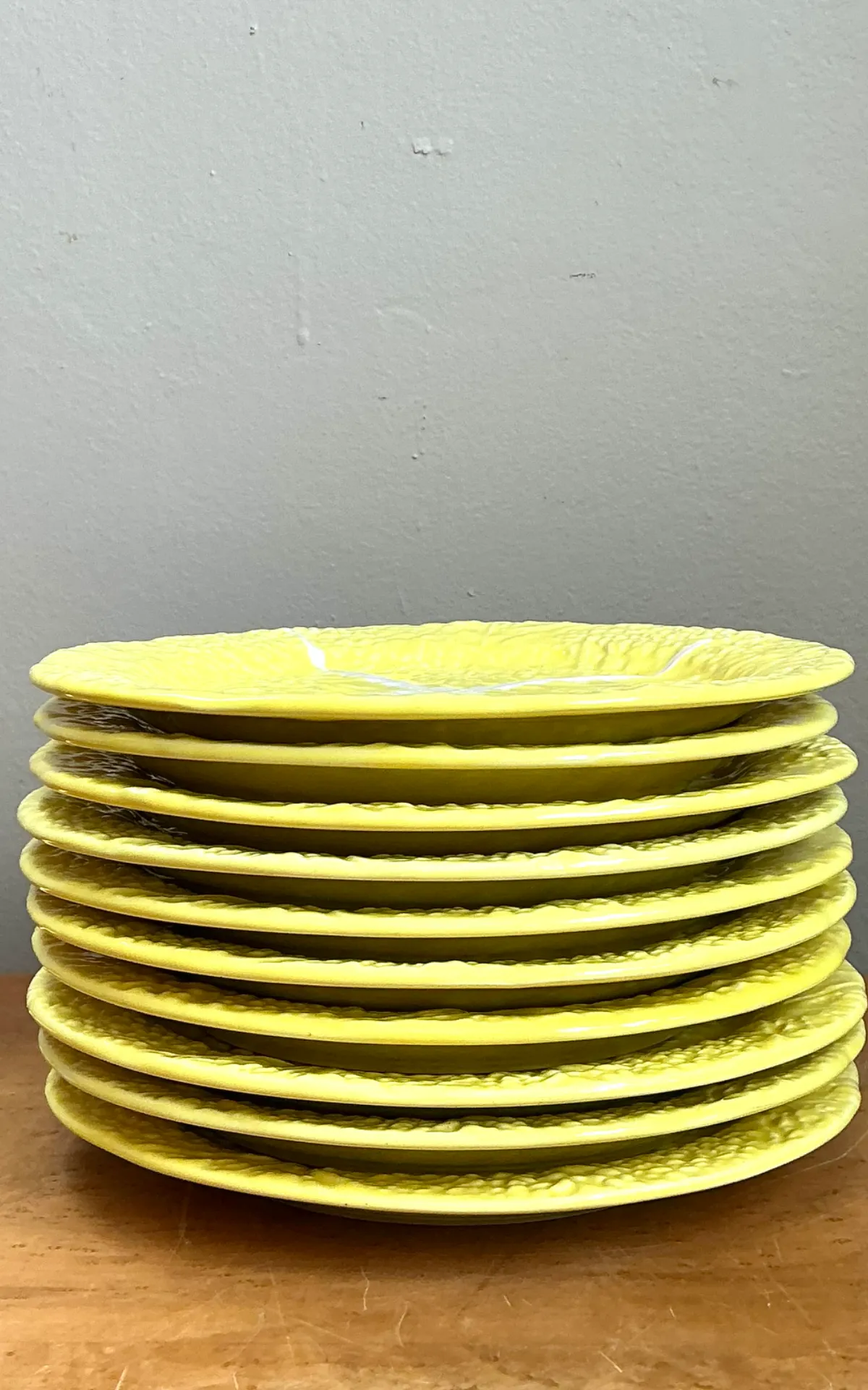 Vintage Portuguese Yellow Cabbage Leaf Plates — additional photo 2
