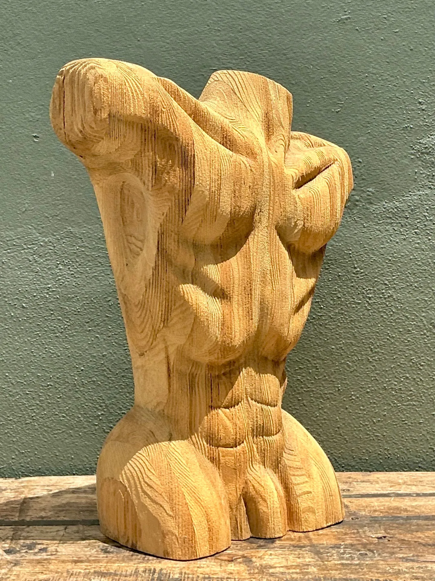 Vintage Abstract Carved Wood Torso — additional photo 7