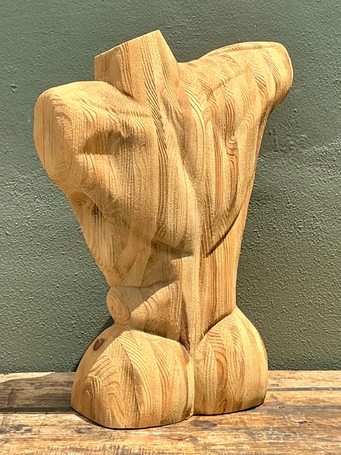 Vintage Abstract Carved Wood Torso — additional photo 2
