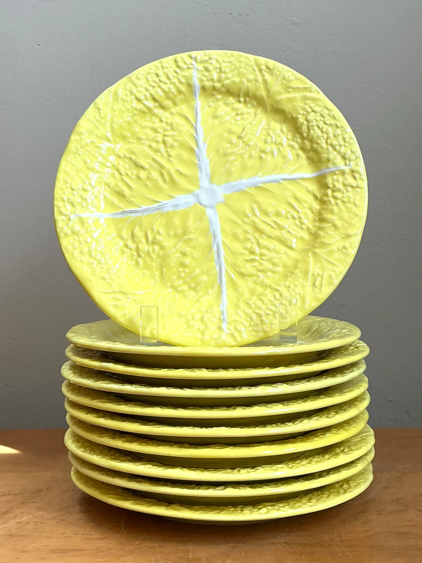 Vintage Portuguese Yellow Cabbage Leaf Plates — additional photo 8