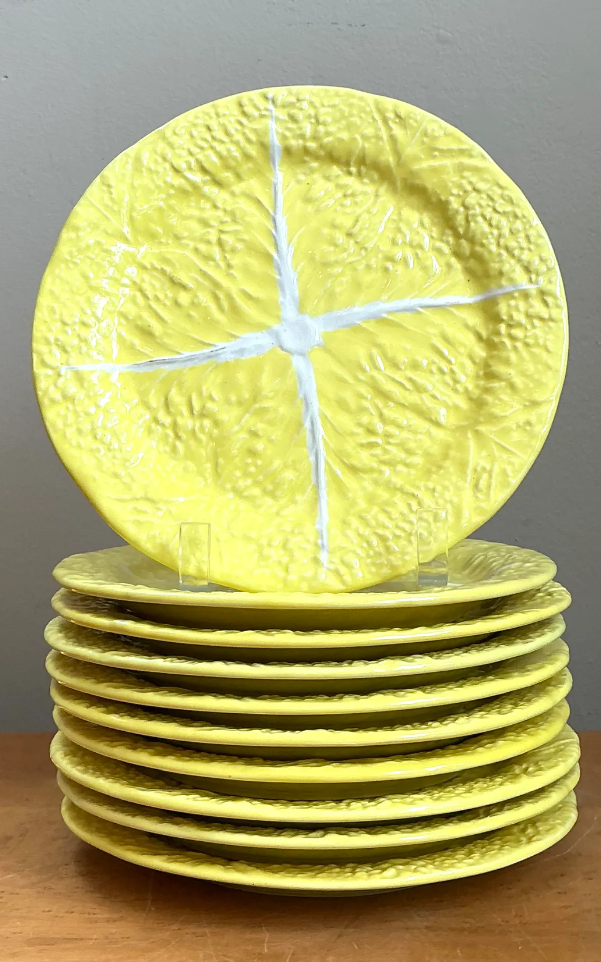 Vintage Portuguese Yellow Cabbage Leaf Plates — additional photo 8