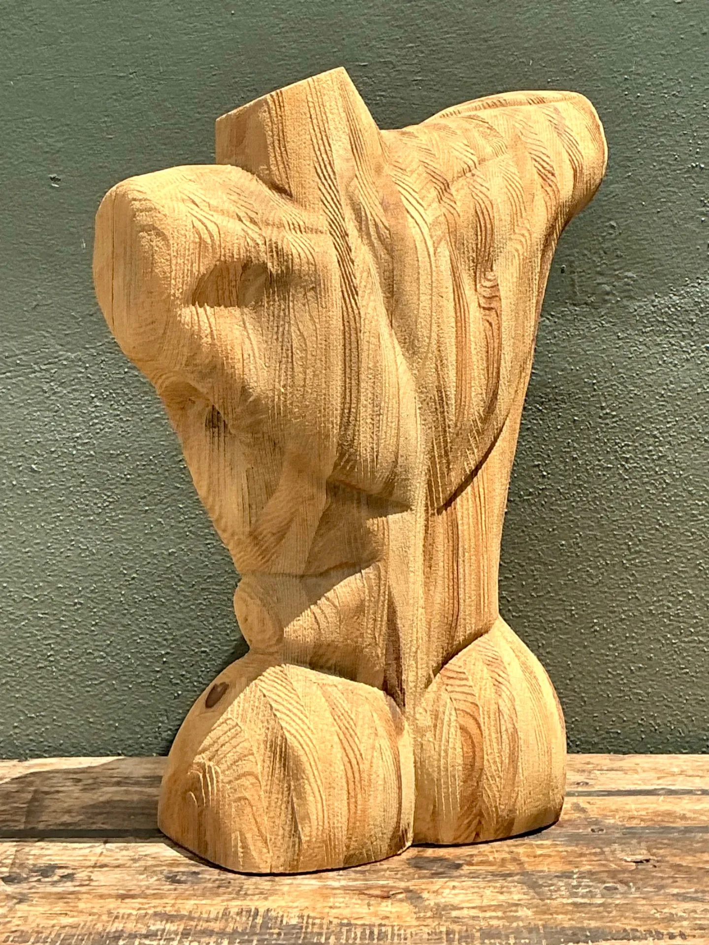 Vintage Abstract Carved Wood Torso — additional photo 3