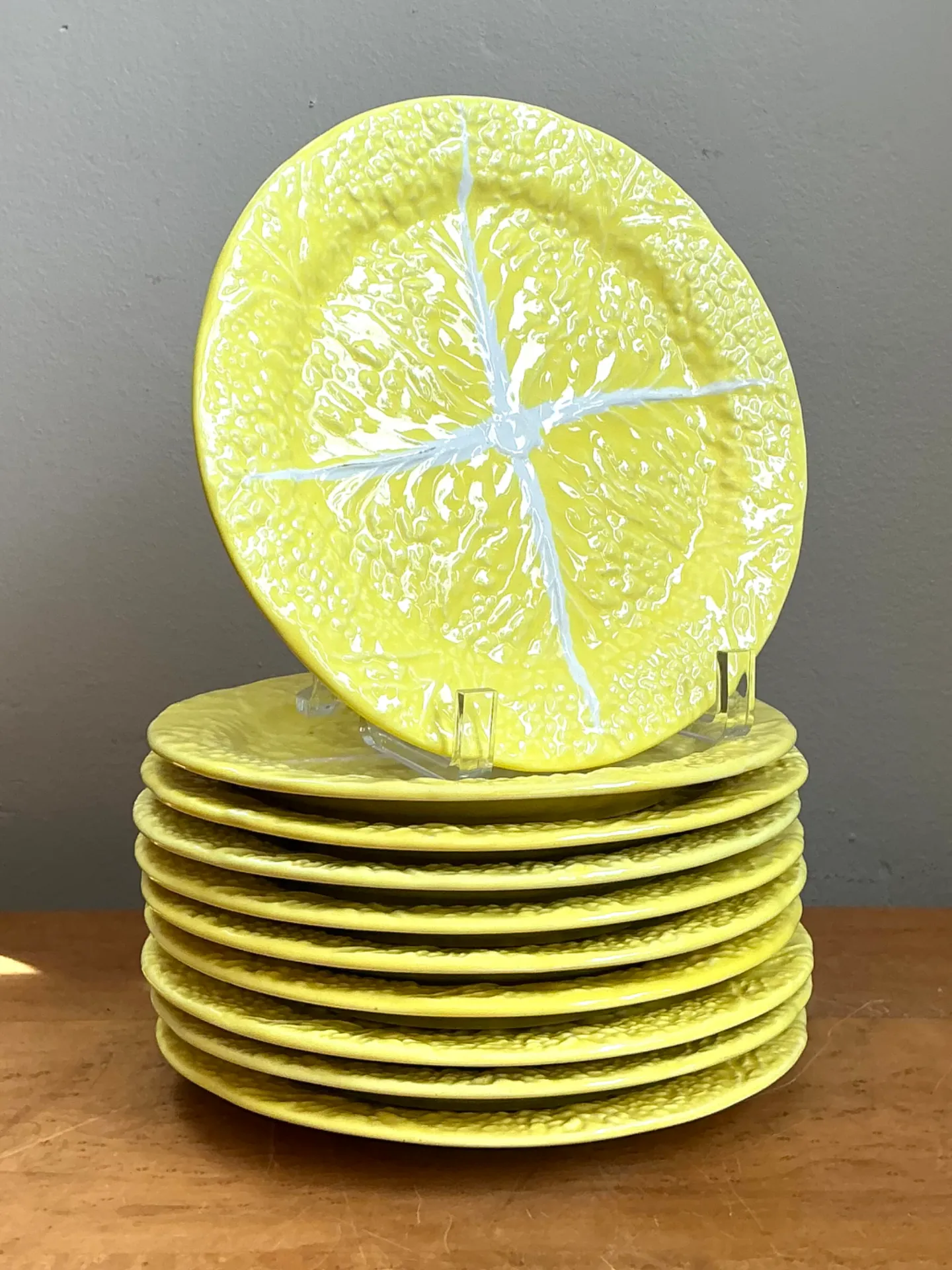 Vintage Portuguese Yellow Cabbage Leaf Plates — additional photo 3