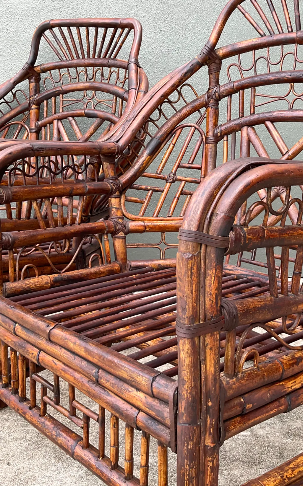 Vintage High Back Brighton Rattan Lounge Chairs - A Pair — additional photo 2