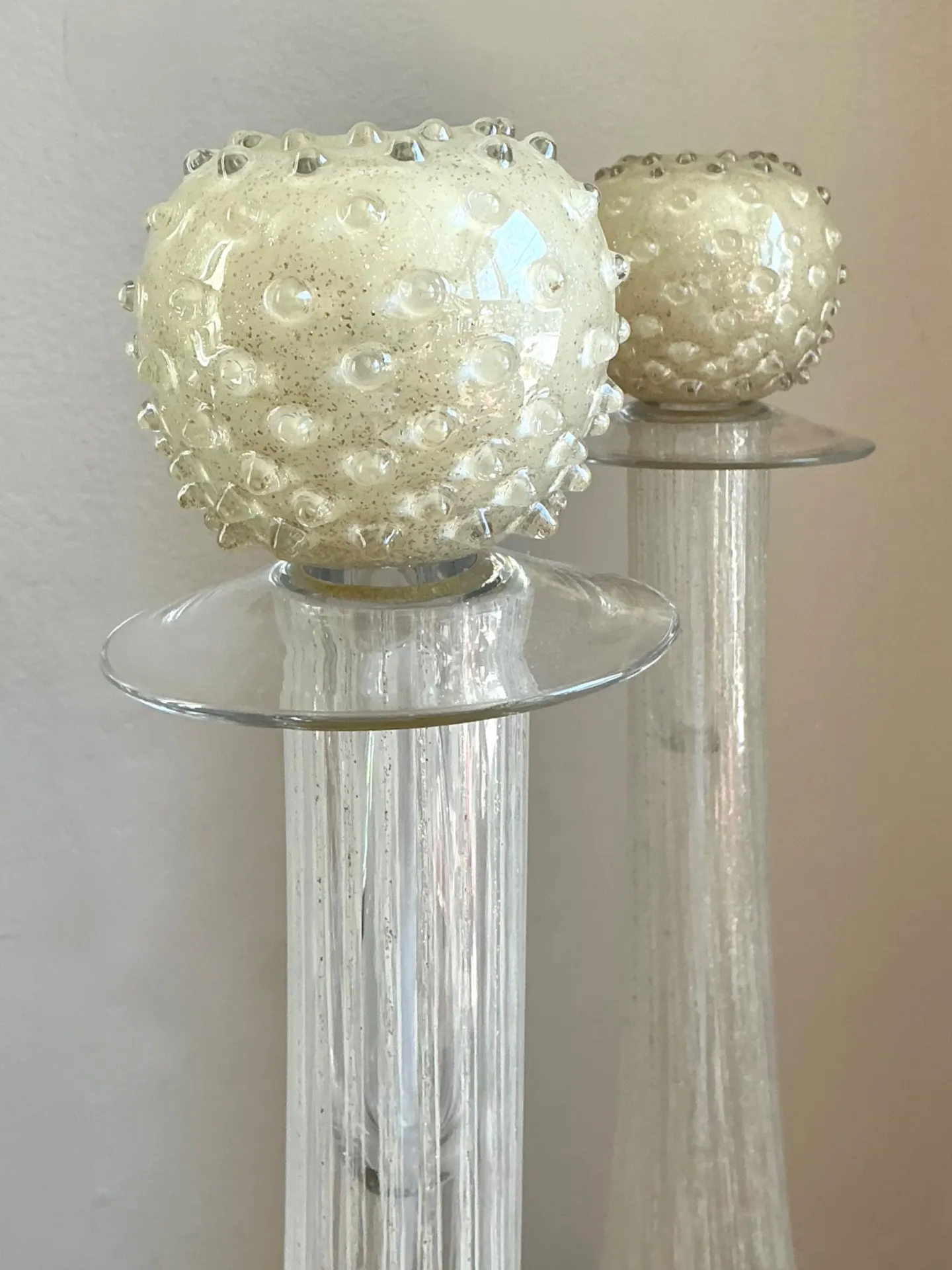 Vintage Monumental Murano Handblown Glass Bottles with Stoppers - Pair — additional photo 4