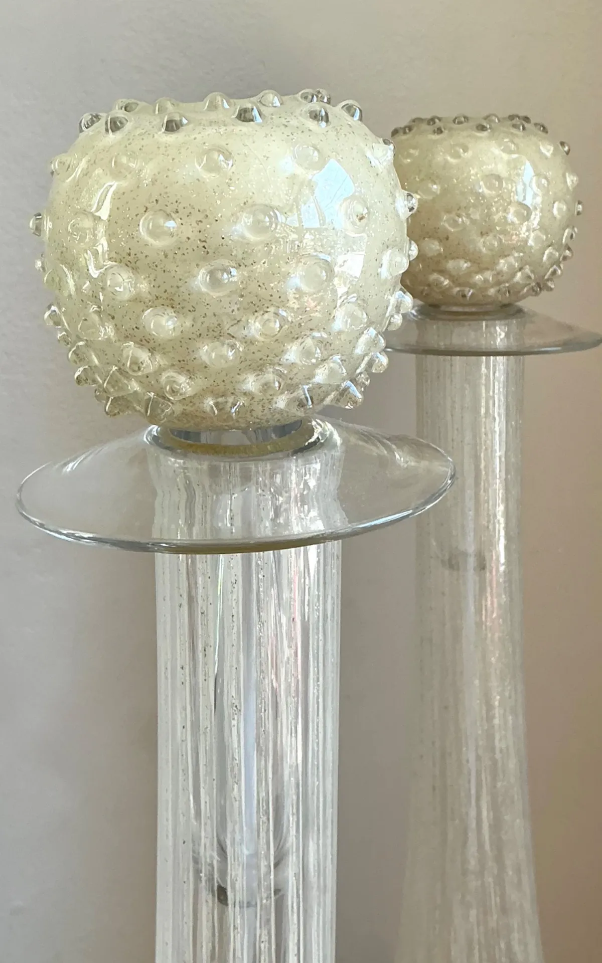 Vintage Monumental Murano Handblown Glass Bottles with Stoppers - Pair — additional photo 4