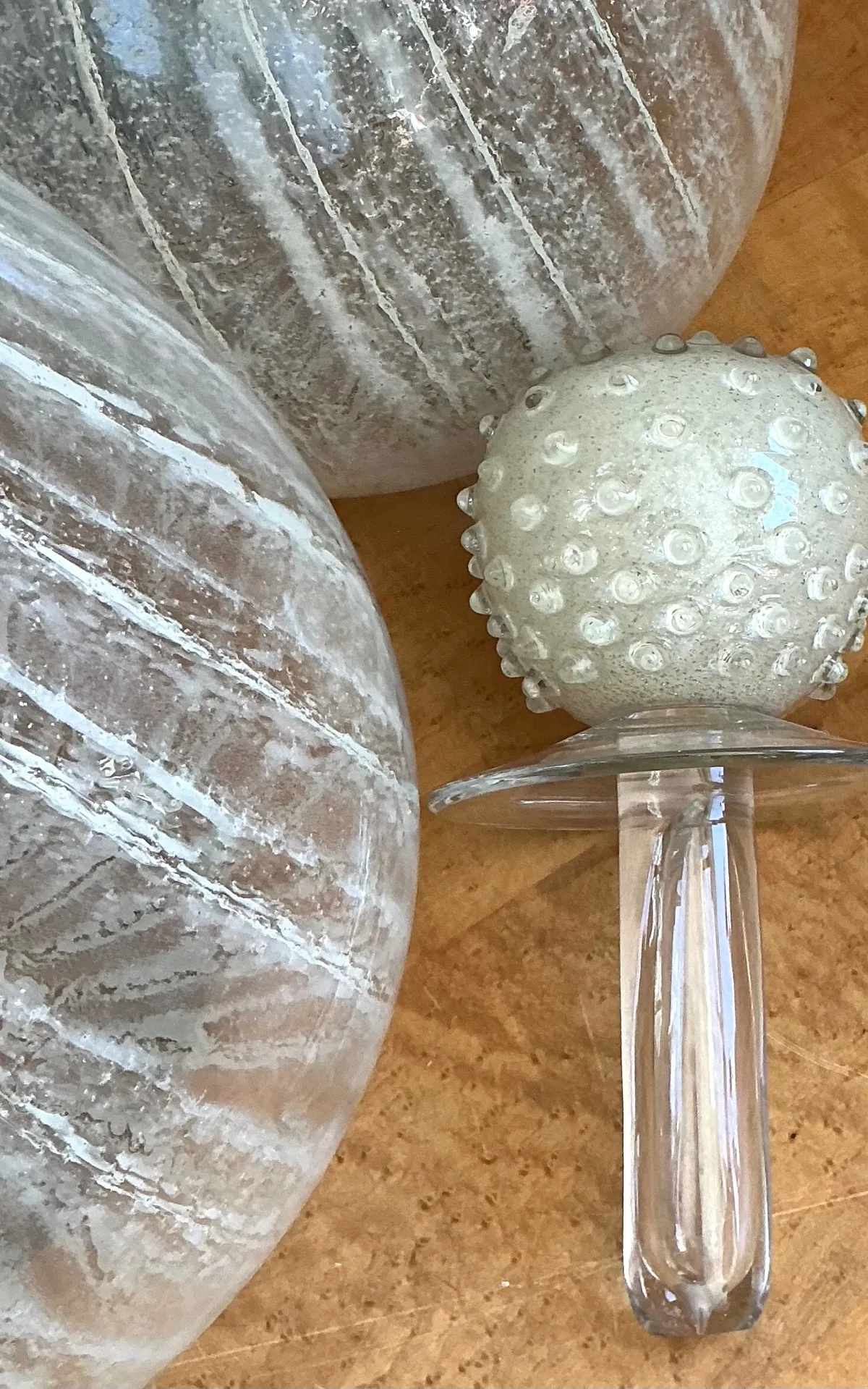 Vintage Monumental Murano Handblown Glass Bottles with Stoppers - Pair — additional photo 2