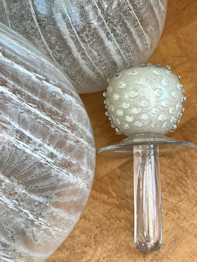 Vintage Monumental Murano Handblown Glass Bottles with Stoppers - Pair — additional photo 2