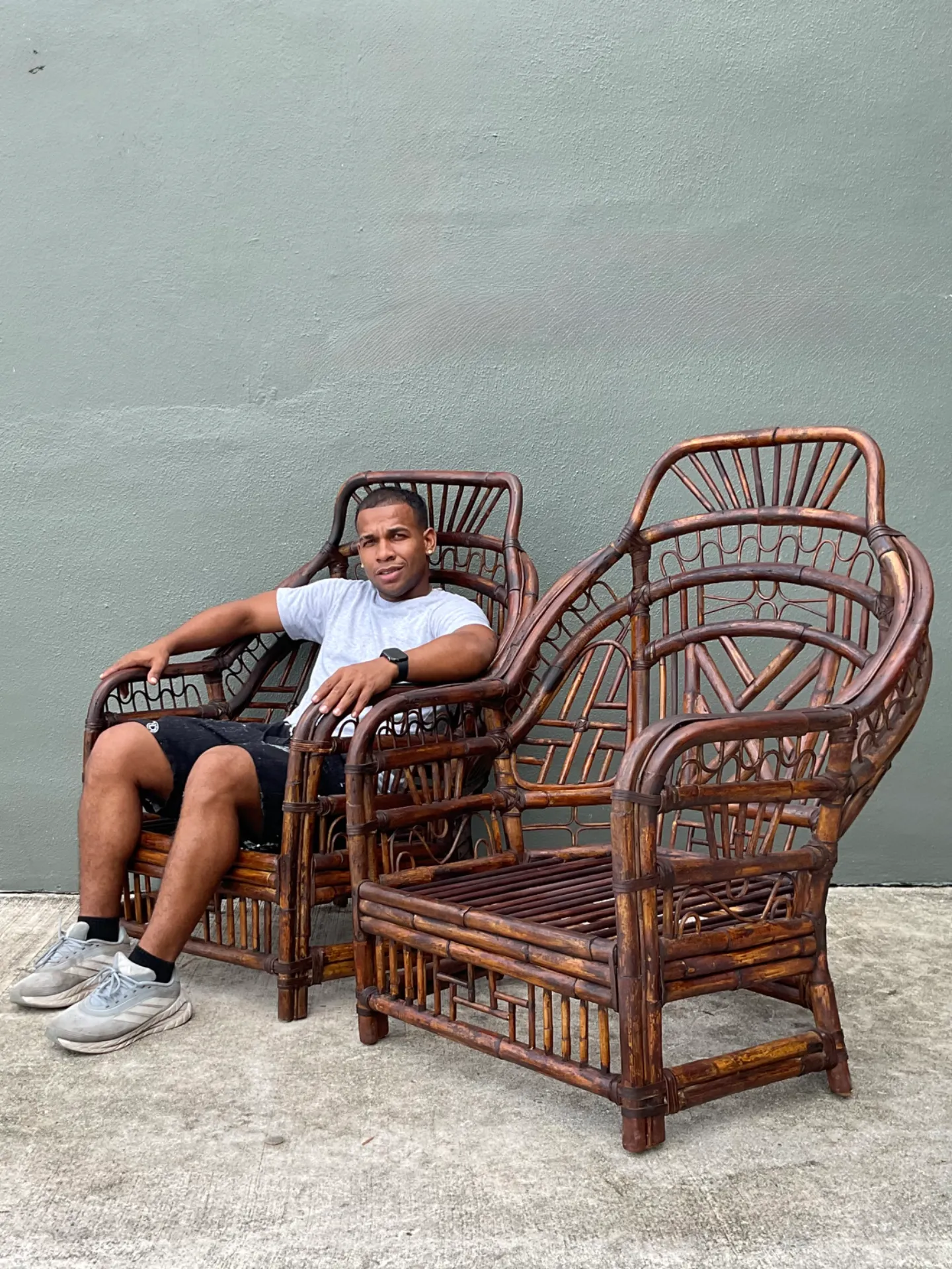 Vintage High Back Brighton Rattan Lounge Chairs - A Pair — additional photo 5