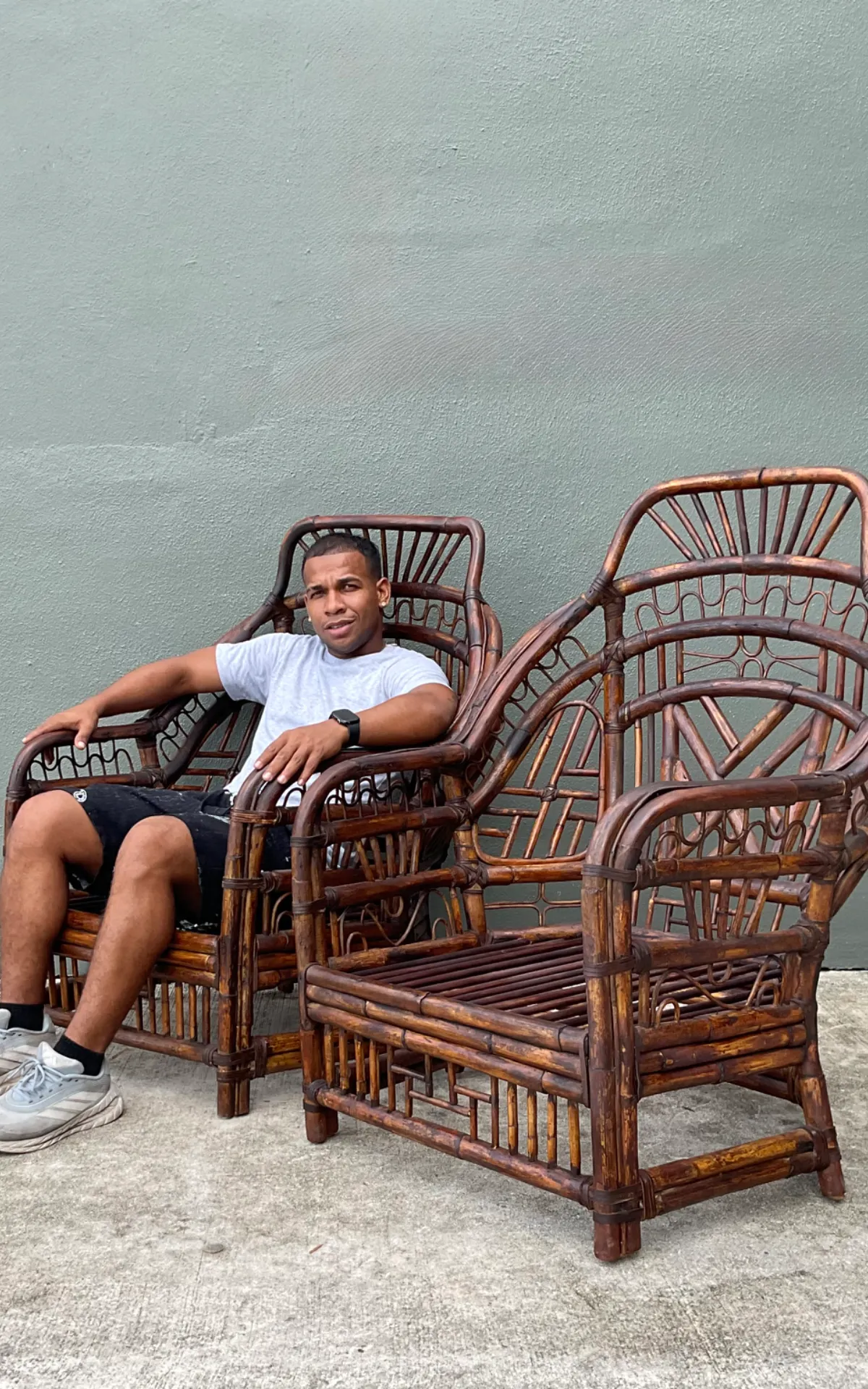 Vintage High Back Brighton Rattan Lounge Chairs - A Pair — additional photo 5