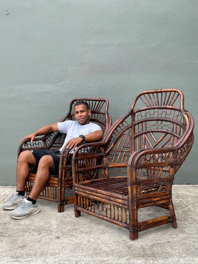 Vintage High Back Brighton Rattan Lounge Chairs - A Pair — additional photo 5