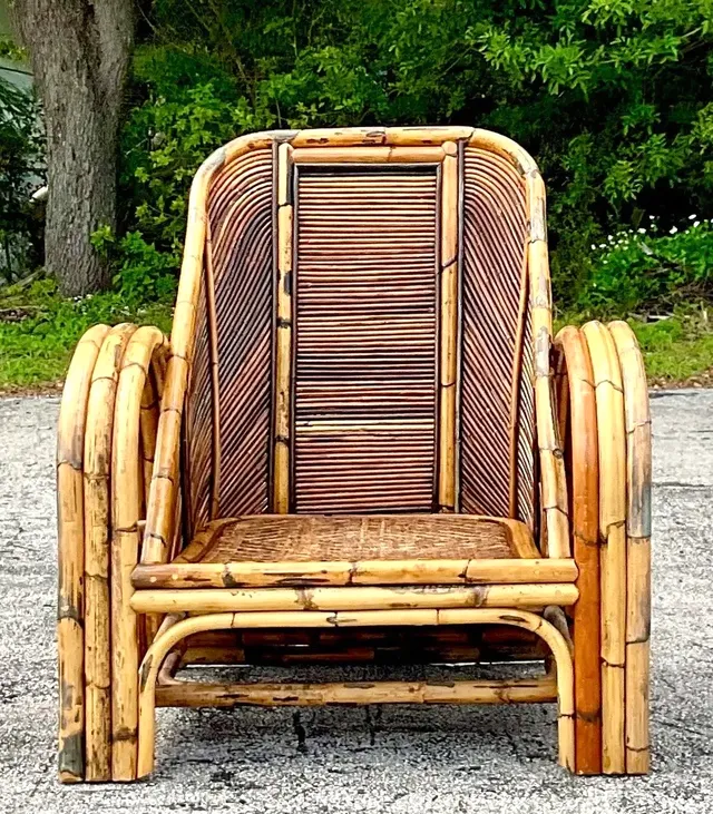 Vintage 1950s Pencil Reed Lounge Chair — additional photo 4