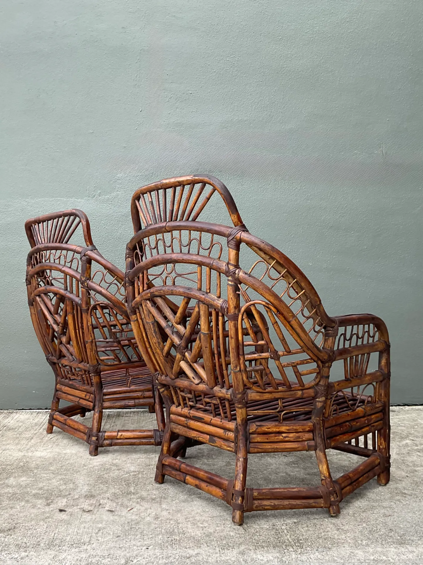 Vintage High Back Brighton Rattan Lounge Chairs - A Pair — additional photo 7
