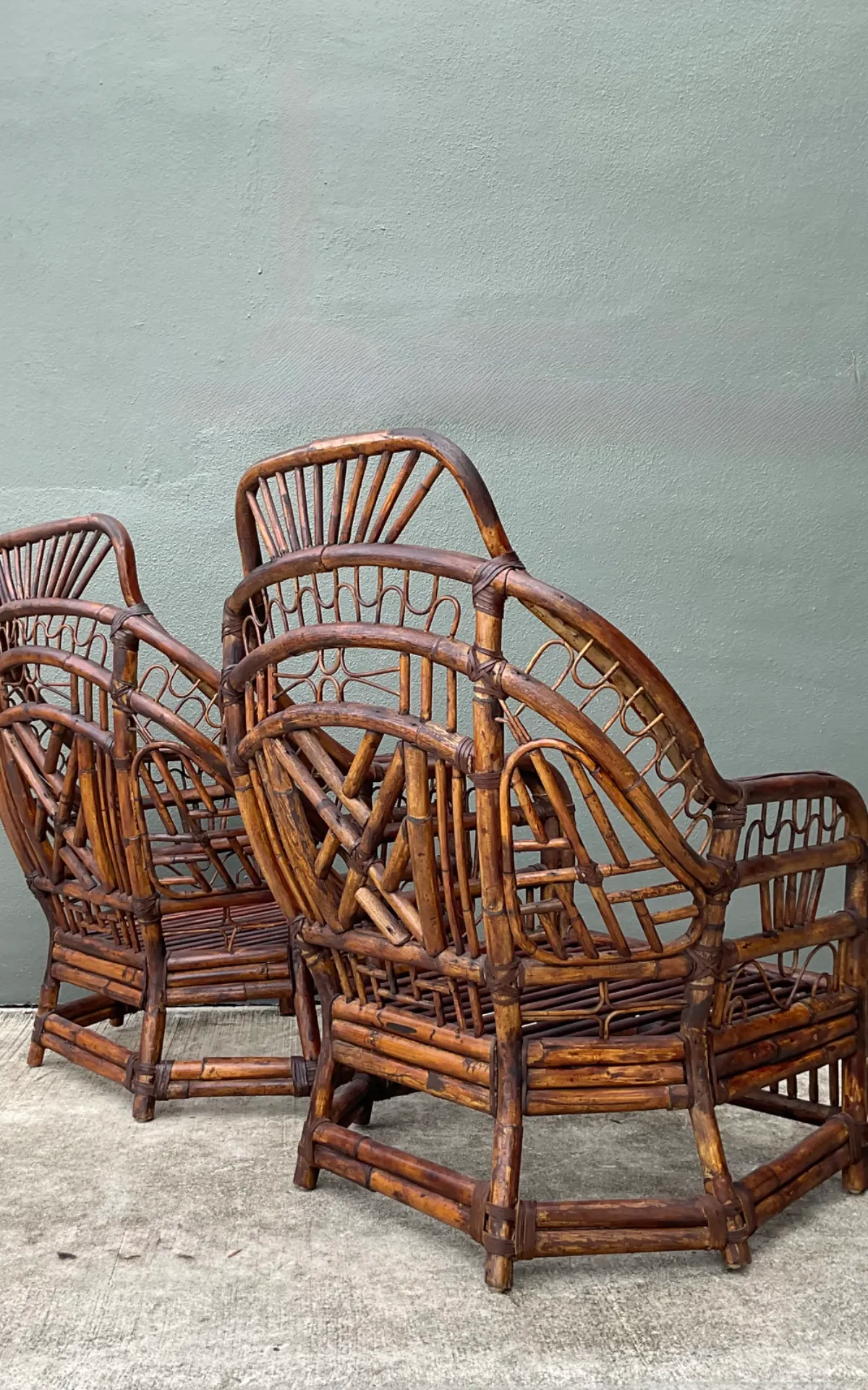 Vintage High Back Brighton Rattan Lounge Chairs - A Pair — additional photo 7