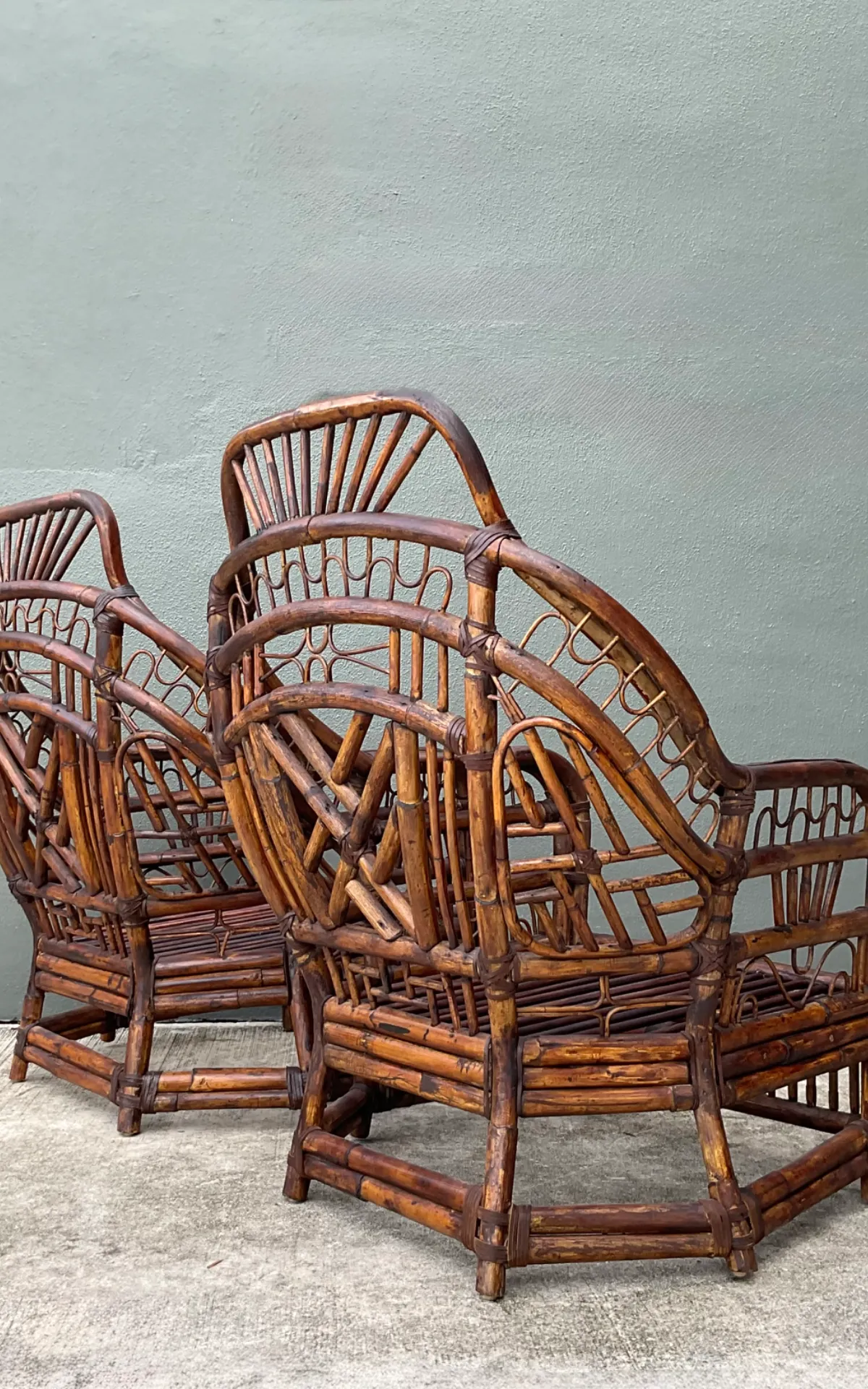 Vintage High Back Brighton Rattan Lounge Chairs - A Pair — additional photo 8
