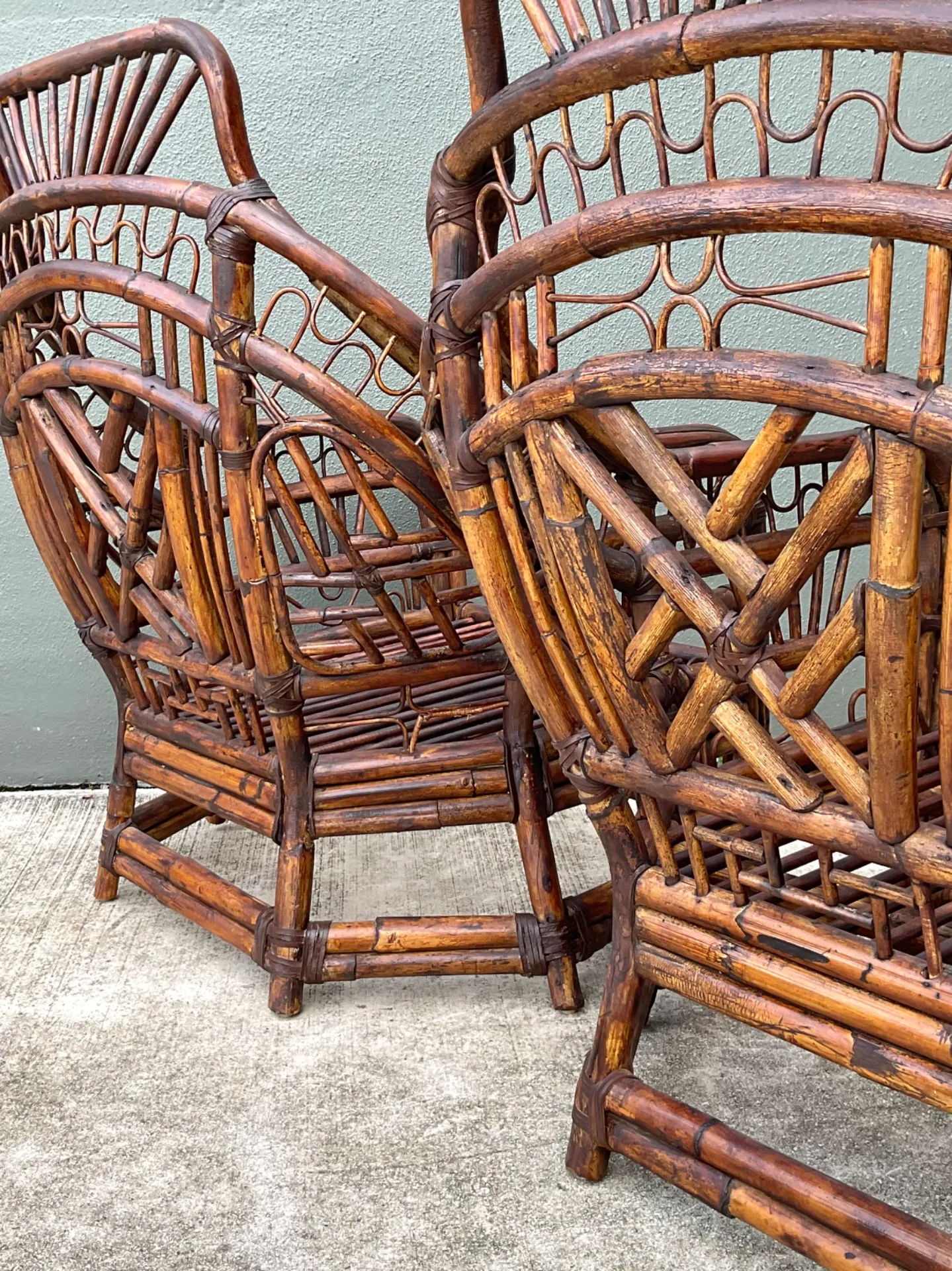 Vintage High Back Brighton Rattan Lounge Chairs - A Pair — additional photo 3