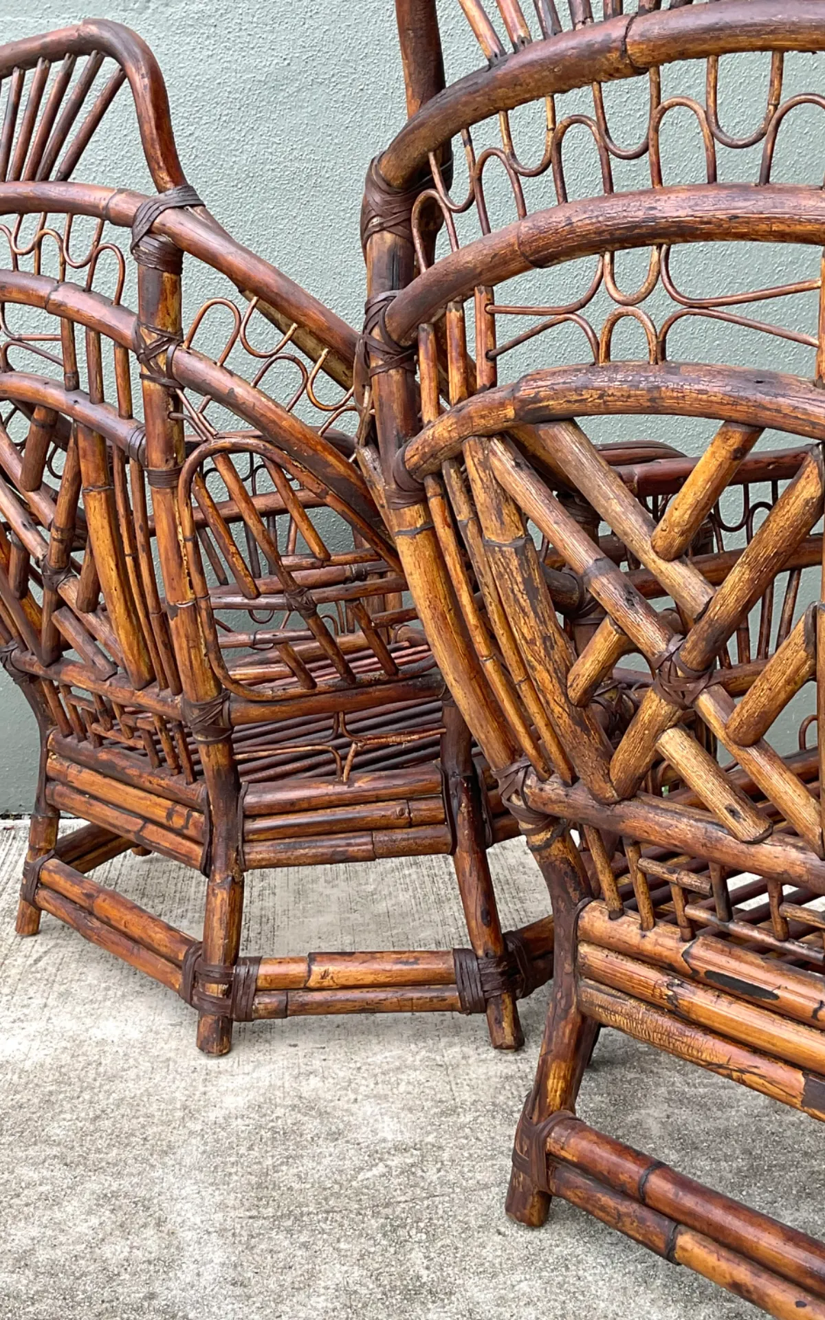 Vintage High Back Brighton Rattan Lounge Chairs - A Pair — additional photo 3