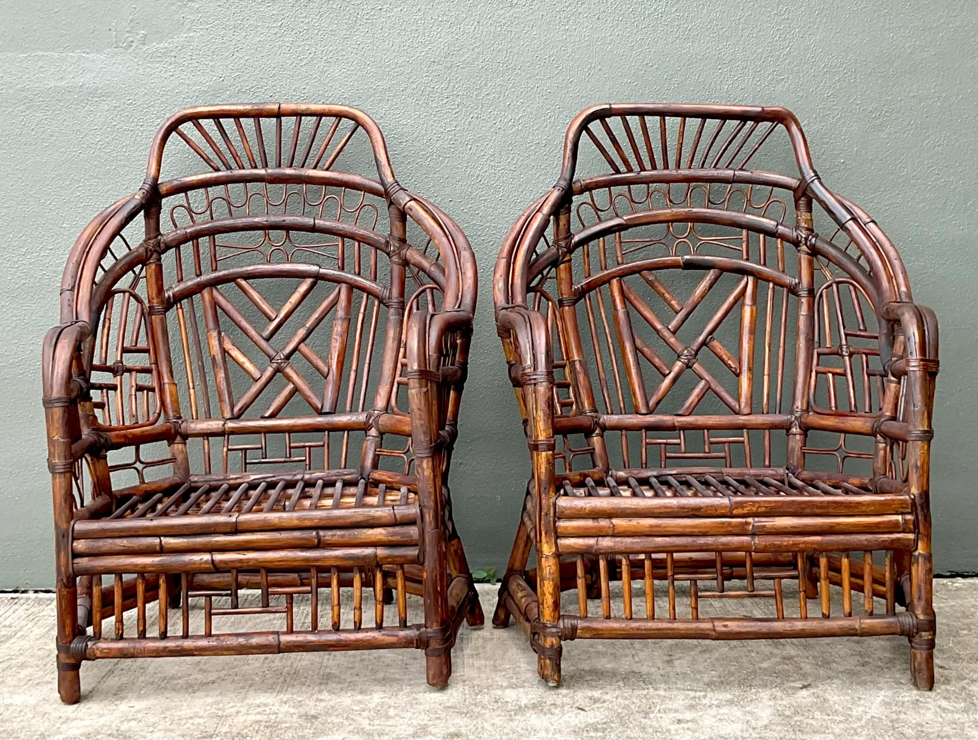 Vintage High Back Brighton Rattan Lounge Chairs - A Pair — additional photo 4