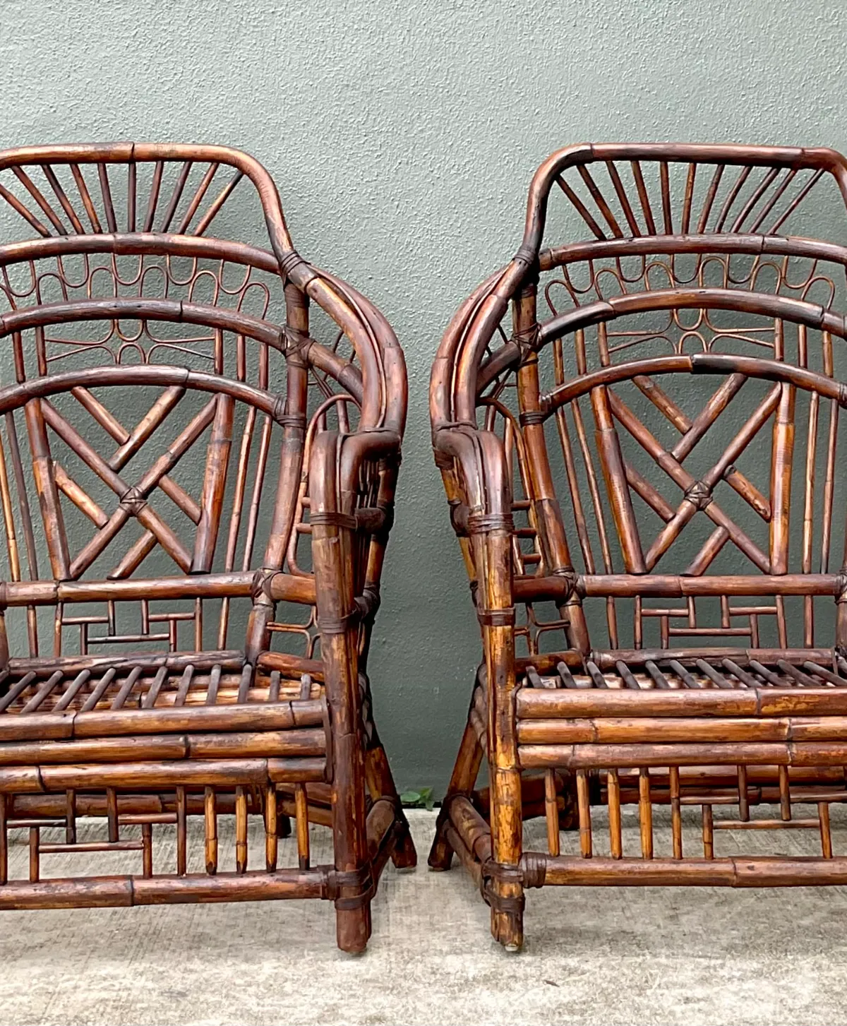 Vintage High Back Brighton Rattan Lounge Chairs - A Pair — additional photo 4