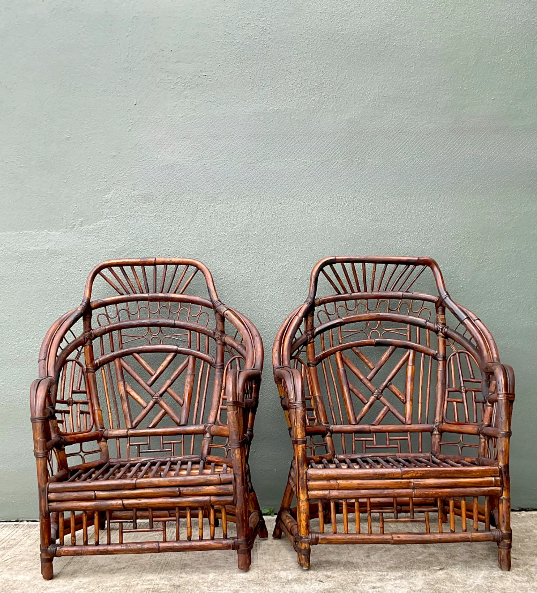 Vintage High Back Brighton Rattan Lounge Chairs - A Pair — additional photo 6