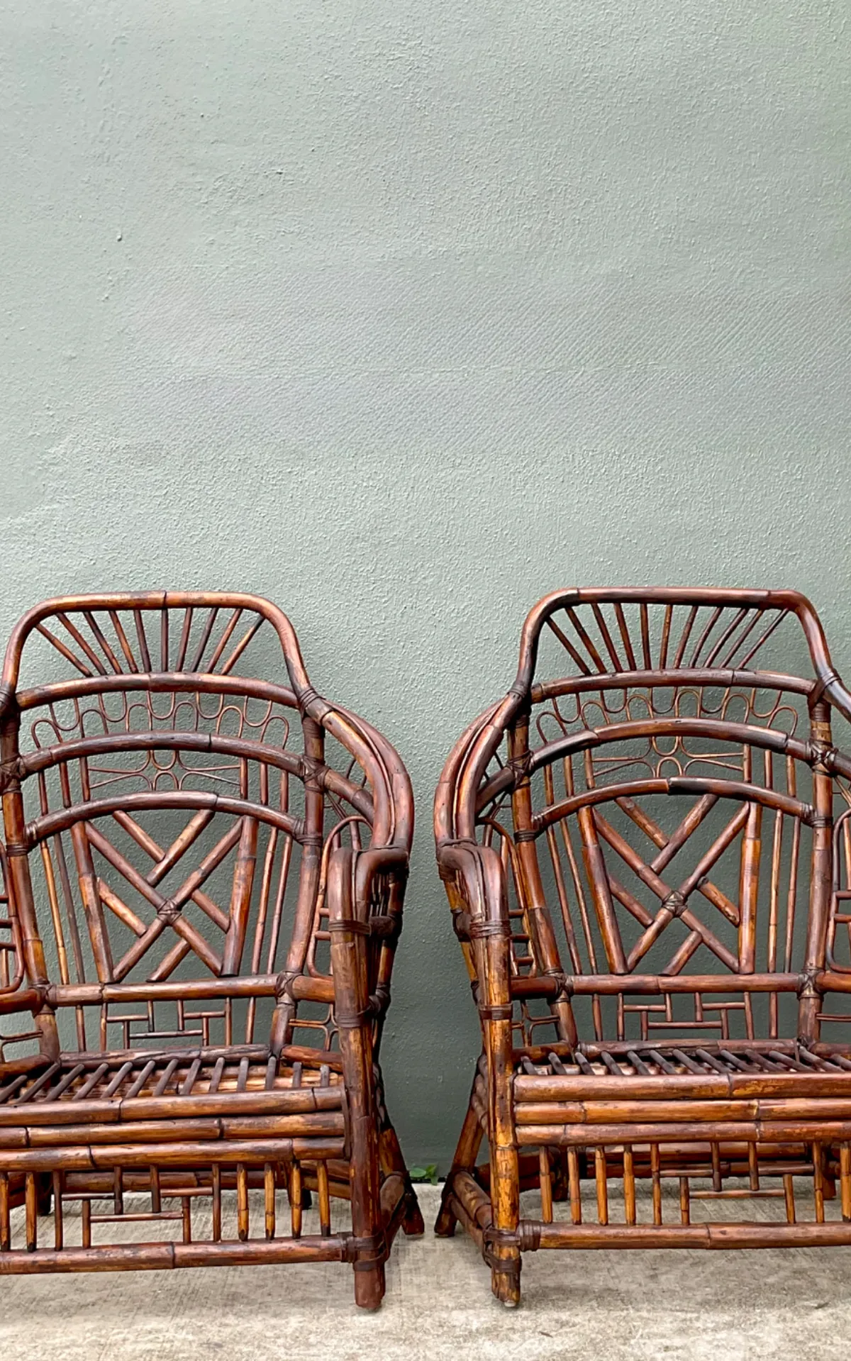Vintage High Back Brighton Rattan Lounge Chairs - A Pair — additional photo 6